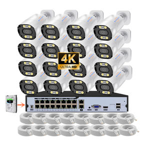 Sistema de Câmeras de Vigilância Jianvision 4K 8MP <span class=keywords><strong>16CH</strong></span> à Prova d'Água IP66 com Visão Noturna para Uso Interno e Externo com NVR de Disco Rígido de 4T - Product Image 1