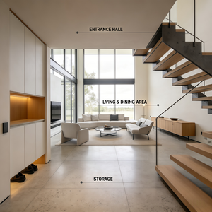 定制非洲风格两层楼房屋建筑设计现代风格三卧室平面图，带附建车库 - Product Image 4