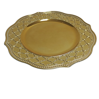 Assiettes de Présentation Classiques 13 Pouces en Plastique PP Doré et Argenté, Durables et de Luxe, Motif Personnalisé, Vaisselle Fujian pour Hôtels - Collection 2025