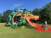 Maison de rebond de dinosaure personnalisé toboggan aquatique Combo videur gonflable commercial Double toboggan Piscine Air Jumper Jumping Castle