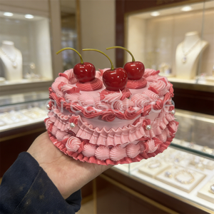 13cm Handmade Eco-Friendly Faux Food Multi-Layered Cream Heart Cake Pink Delicious Retro Dessert Jewelry Box Plastic Crafting - Product Image 4