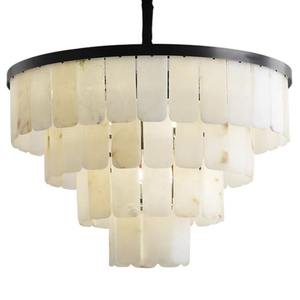 Lámparas Colgantes de Latón Blanco Cálido de Alabastro Español para Sala de Estar, Arañas de Mármol Natural y Negro - Product Image 5