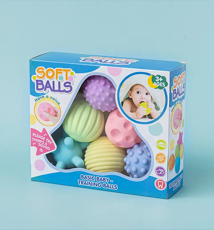 2024 The Newest Fidget Toys Soft Rubber Grip Ball Manhattan Touch Sensing Massage Ball For Baby