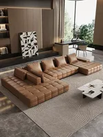 Canapé double face en cuir, style moderne et simple, ensemble de canapés modulaires compressés pour villa, directement de l'usine
