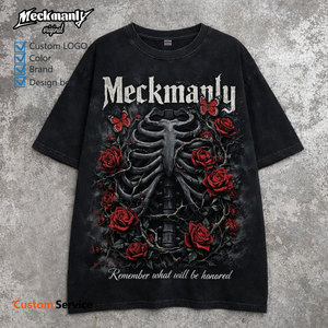 Meckmanly Men's T-Shirt 100% Cotton Short Sleeve O-Neck Printed Oversized Regular Fit Washed Jersey Style - Product Image 3