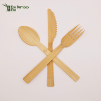 Cubiertos de Bambú Desechables con Logotipo Personalizado, Juego de Cubiertos de Bambú Envueltos Individualmente en Papel Kraft para Eventos, Hoteles y Resorts