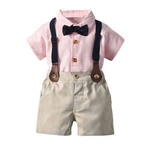 Completo Estivo <span class=keywords><strong>per</strong></span> Neonati Maschi, Nuovo Set Classico con Pantaloncini a Righe, Abbigliamento Elegante <span class=keywords><strong>per</strong></span> Bambini - Product Image 1