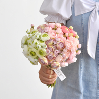 Roze Ranunculus bos kunstbloemenboeket zijden bloemstuk voor bruiloft fotografie huisdecoratie bruidsaccessoire