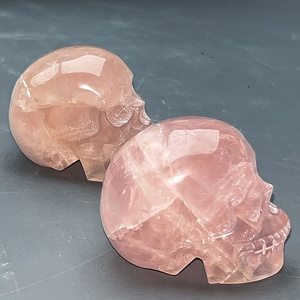 Venta al por Mayor de Cristalhola, Calaveras de Cuarzo Rosa Natural de Alta Calidad, Talladas a Mano, Artesanías, Decoración para el Hogar y Halloween - Product Image 4