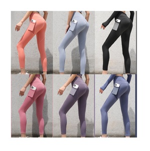 Pantalon d'entraînement de sport taille haute Leggings pour femmes Leggings de fitness en polyester souple avec poche de BD Prix de gros - Product Image 5