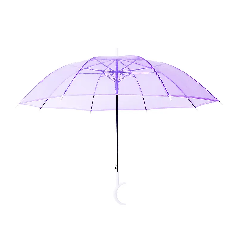 最も安い使い捨て自動カラフルなムーンハンドルストレートPOE透明クリア傘