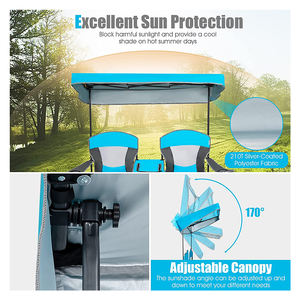 เก้าอี้ตกปลาชายหาดพับได้2คนพร้อมหลังคาสไตล์ทันสมัยกลางแจ้งแคมป์ปิ้งคู่ดวงจันทร์สำหรับใช้ในร่ม - Product Image 3