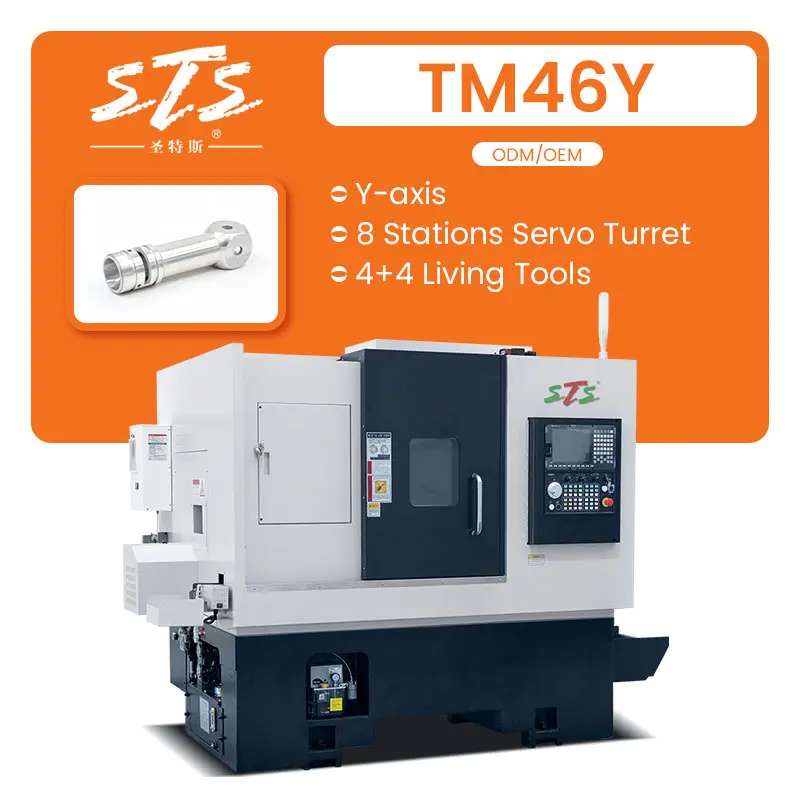 Harga pabrik Syntec TM46Y konstruksi kompak dengan konveyor Chip mesin bubut cnc semi otomatis