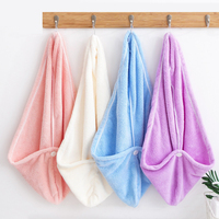 Serviette de cheveux en microfibre corail éponge tricotée pour séchage rapide, bandeau de douche et spa, turban en velours personnalisé pour femme