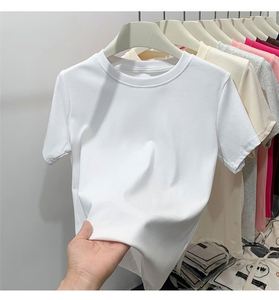 T-<span class=keywords><strong>shirt</strong></span> en <span class=keywords><strong>coton</strong></span> noir à manches courtes pour <span class=keywords><strong>femme</strong></span>, version coréenne, ample, col rond, haute qualité, nouvelle collection été, streetwear - Product Image 2