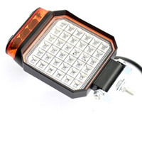 4 Zoll Hellste Quadratische LED-Arbeitsleuchte 12V 24V Flutlicht für LKW und Traktoren mit 360°-Abstrahlwinkel °   Bernsteinfarbenes Blitzwarnlicht
