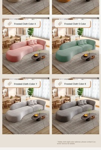 Conjunto de Sofás Curvos Modernos Minimalistas Italianos para Apartamentos Pequenos, Estilo Creme, Tecnologia de Espuma sem Dissolução para Sala de Estar - Product Image 6