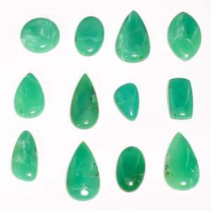 Cuentas verdes, piedras preciosas naturales de crisoprasa, cuentas verdes sueltas pulidas suaves para la fabricación de joyas, piedras preciosas de cabujón indio - Product Image 3