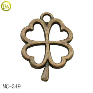 Wholesale custom hollow flower charms antique brass pendant tags for jewelry necklace making