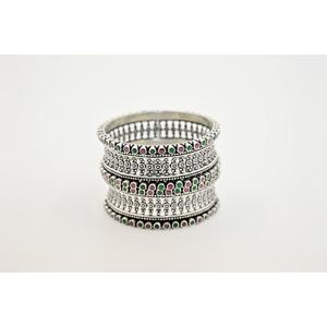 Pulseras de Plata 925 con Cristales Geométricos y Pedrería de Manish Jewellers, Joyería de Estilo Vintage para Uso Diario con Engaste de Bisel para Mujer - Product Image 2
