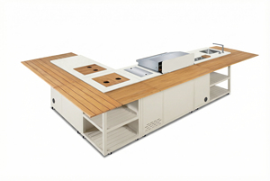 Ensemble de cuisine extérieure de luxe avec îlot à <span class=keywords><strong>pizza</strong></span> et barbecue moderne de qualité supérieure, et réfrigérateur de barbecue de luxe - Product Image 6