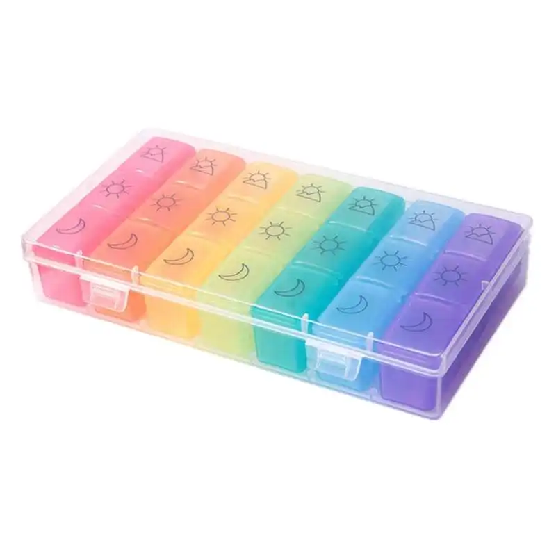 Customized Pocket Vitamin Small Case 21 grid Compartments Pill Organizer Plastic weekely Medicine Pill Box