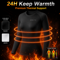 Haut de yoga thermique doublé polaire extensible pour femme 2026 – Manches longues, coupe ajustée, couche de base pour la gym, chaud pour l'hiver, avec logo frontal – Vêtement de sport