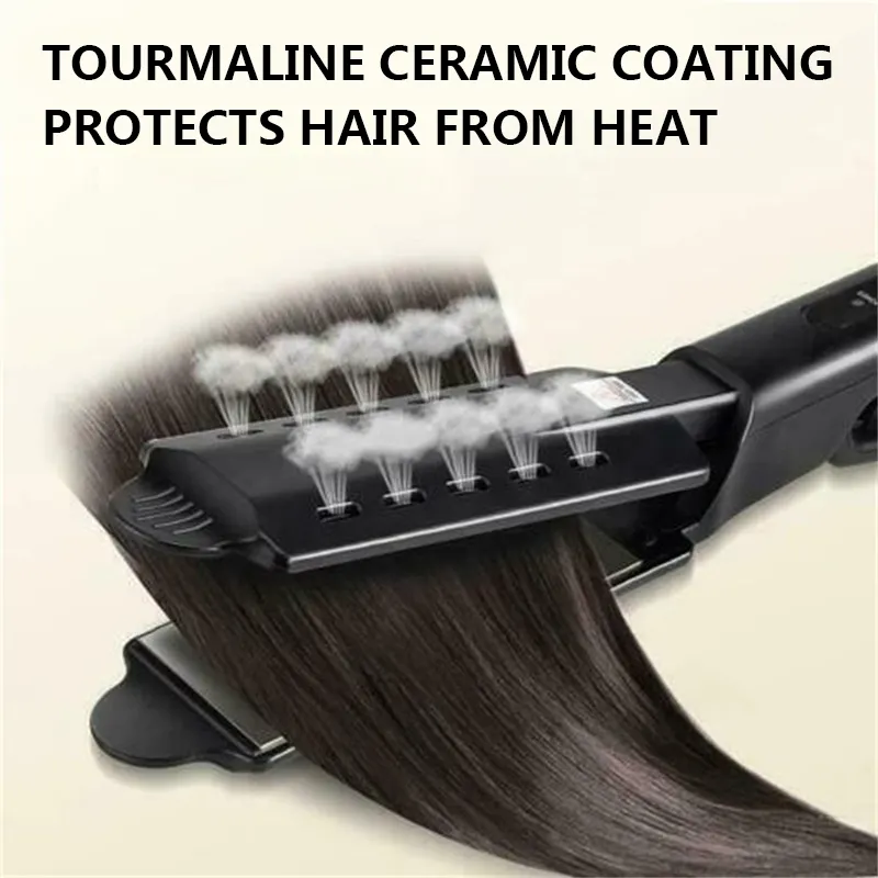 Piastra per capelli a vapore piastra flottante in titanio portatile professionale da salone elettrico ionico