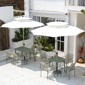 Moderno Set da pranzo all'aperto in ferro PE <span class=keywords><strong>vimini</strong></span> <span class=keywords><strong>e</strong></span> <span class=keywords><strong>Rattan</strong></span> bar sedie per Villa cortile negozio di tè del latte o all'aperto per il tempo libero - Product Image 4