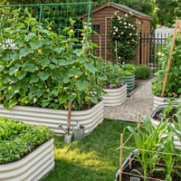 Kit de jardinière modulaire en métal galvanisé ondulé pour l'extérieur, pot de fleurs, pots et jardinières pour le jardin