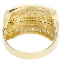 Großhandel Goldton Abendmahl-Relief Quadratischer Zirkon Unisex-Ring Zweifarbig Graviert Maßgefertigter Statement-Fingerschmuck