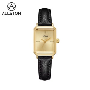 Livraison rapide, montre à <span class=keywords><strong>quartz</strong></span> en cuir de luxe, style minimaliste, petite montre carrée dorée rétro, bracelet en cuir, logo personnalisé, mode féminine - Product Image 4