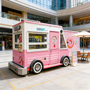 Chariot de Bar à Expresso Mobile 2026 pour la Vente de Café et de Bubble Tea en Ambiance Urbaine - Product Image 1