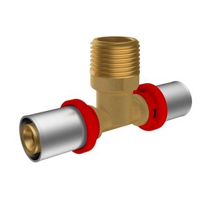 Conector de tubería de cobre Ikaro Press Fitting Male T 1/2 D.16x2-16x2 para sistemas de plomería. - Product Image 1