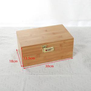 Lu Jia Wooden Jewelry <b>Box</b> 30x16x11cm With Combination <b>Lock</b> Rectangular Storage <b>Box</b> For Bedroom - Product Image 2