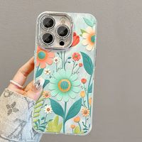 Coques de téléphone portable de luxe anti-chute et antichoc avec paillettes florales pour iPhone 17 Air 16 15 Plus Pro Max 14 13 12 11 X – Housse de protection