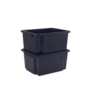 Cajas de almacenamiento de plástico para casa, nuevo diseño, negro, 25L