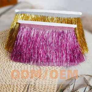 Erkoumi High Quality 15cm/20cm PET Gold Silver Onion Light Thread Bevel <strong>Tassel</strong> for Clothing Dance Dress Stage Christmas Decor - Product Image 1