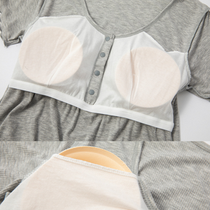 Robe de maternité à manches courtes, pyjama d'été rond pour la <span class=keywords><strong>grossesse</strong></span>, M-2XL, noir/gris/vert - Product Image 6