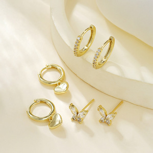 6 قطع من المجوهرات الفاخرة هيبوالرجينيك الخفيفة أقراط متدلية حلقية حب سحر الفراشة 5A أقراط مرصعة بالزركون للنساء - Product Image 3