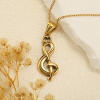 Collier en acier inoxydable avec note de musique pour femme, style Instagram, simple, créatif, tendance, pendentif musical, accessoire de bijouterie, cadeau