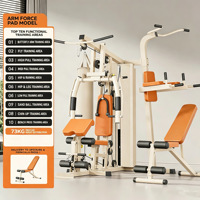 Machine de musculation multifonctionnelle 3 stations en acier inoxydable de qualité commerciale avec presse à jambes, exercices à câble et stations de boxe pour appartement, hôtel, salle de sport