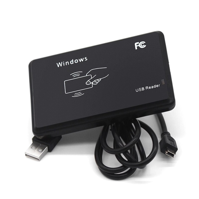 Dun USB Port RFID Reader EM4100 TK4100 125khz ABS Material Contactless Smart Card Reader ISO 14443A Protocol 1000 Users Supports