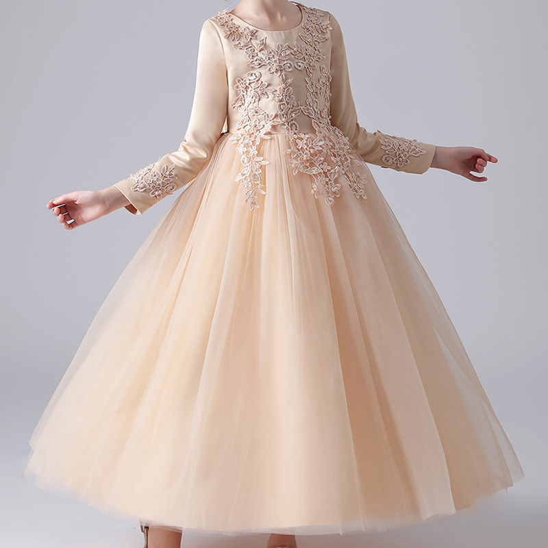 winter flower girl dresses White Lace Long Sleeve Wedding Dresses, FGS028 AlineBridal Scoop Back Style Long Sleeve Winter Flower Girl