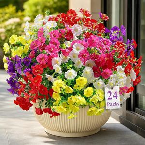 Bouquet d'eucalyptus et de glycine artificiels en plastique réutilisable, décoration pour la maison et le jardin, 24 paquets - Product Image 1