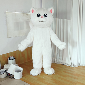 Logo personalizzato peluche gatto bianco mascotte Costume <span class=keywords><strong>adulti</strong></span> a piedi personaggio dei cartoni animati festa animale Halloween Costume mascotte <span class=keywords><strong>per</strong></span> festa - Product Image 1