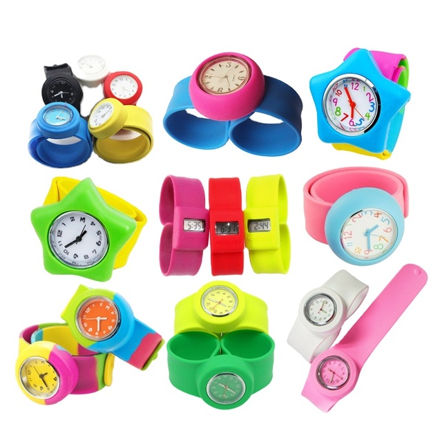 Round Dial Silicone Wristband Kids Slap Digital Watch Promotional Wristbands