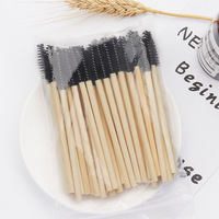 Lot de 50 mini-brosses à cils et sourcils en nylon jetables pour maquillage, avec manche en bambou, pour la vente en gros