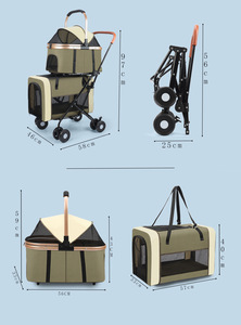 <span class=keywords><strong>Poussette</strong></span> <span class=keywords><strong>double</strong></span> pour animaux de compagnie, grande capacité, réglable, détachable, séparable, multi-niveaux, pliable, en acier, 4 roues, pliage à deux mains, pour chiens - Product Image 6