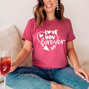 Camiseta de algodón de talla grande para el Día de San Valentín, camisa con logotipo personalizado para pareja, vestido de amantes, impresión Digital, venta al por mayor - Product Image 4